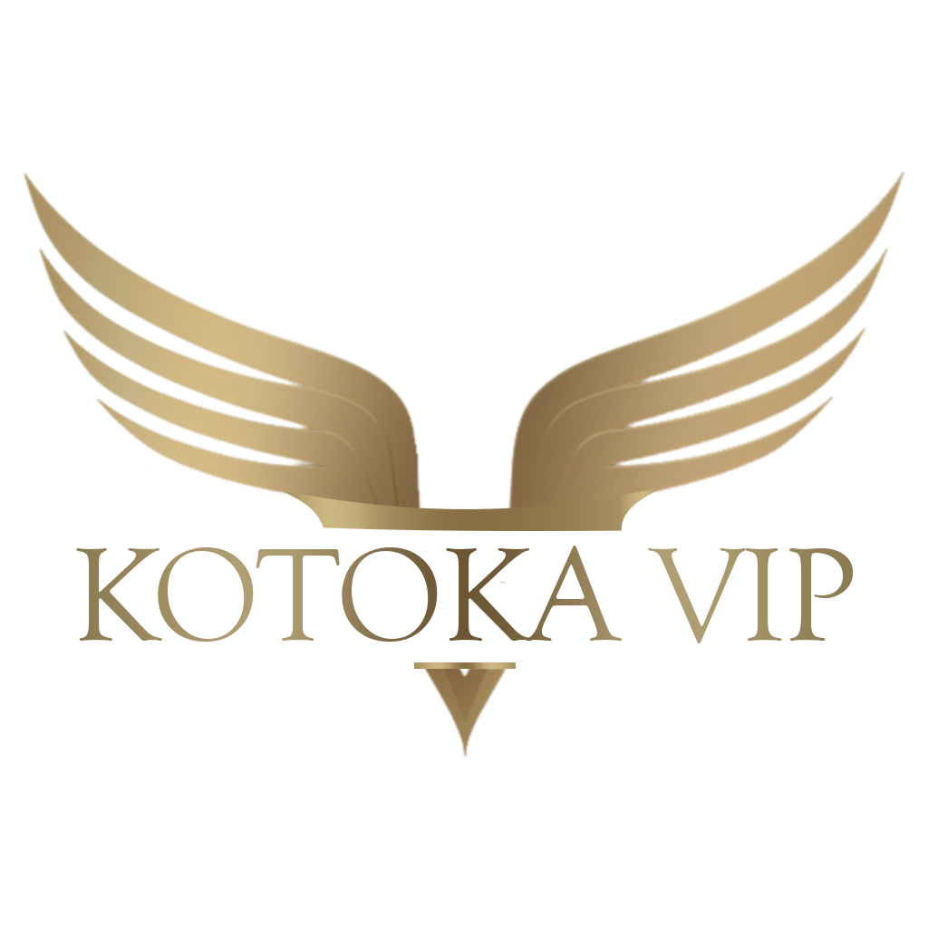 a gold logo with black background About Kotoka VIP