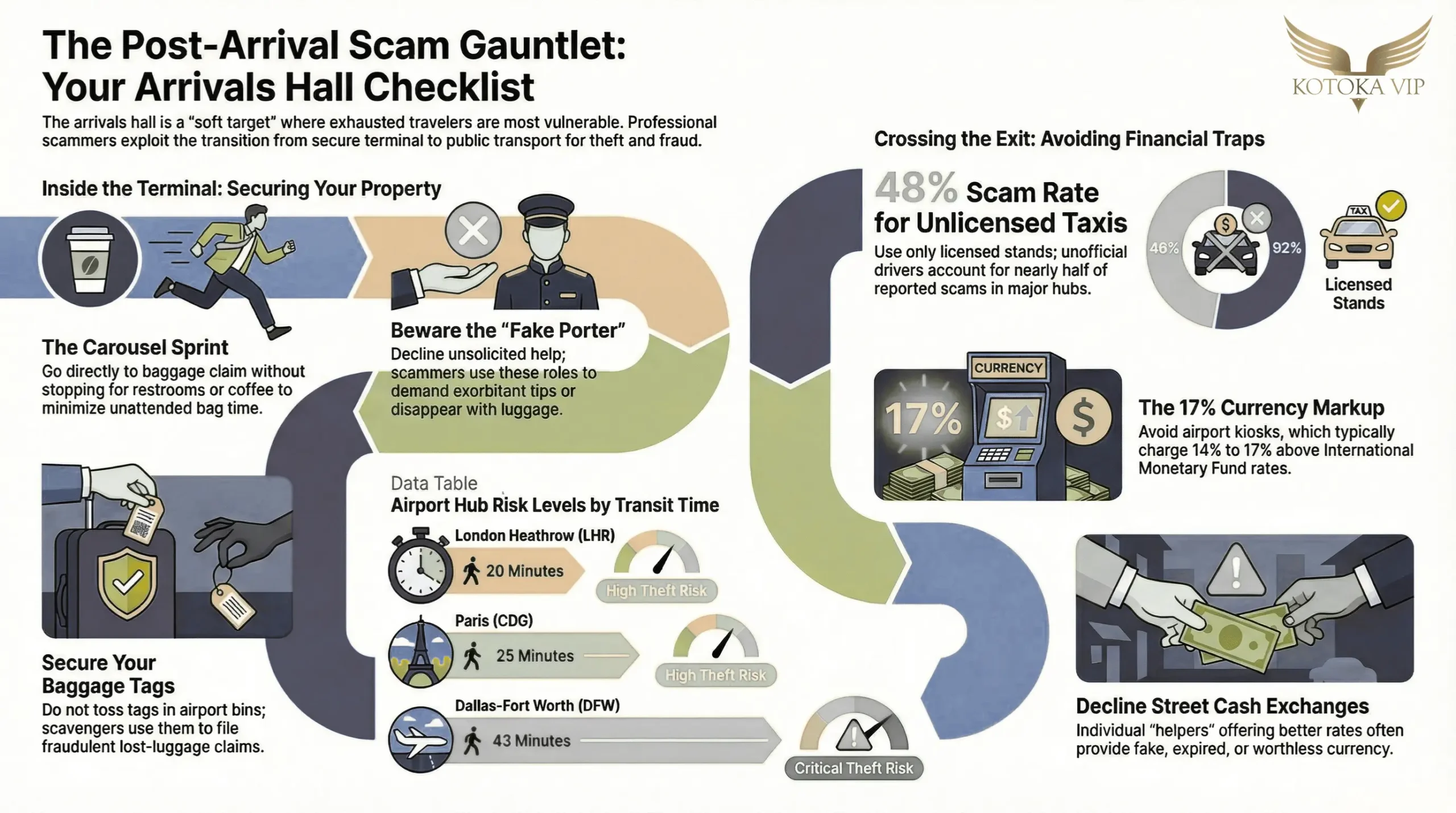 Post arrival scams designed to exploit travelers for their lack of local knowledge.