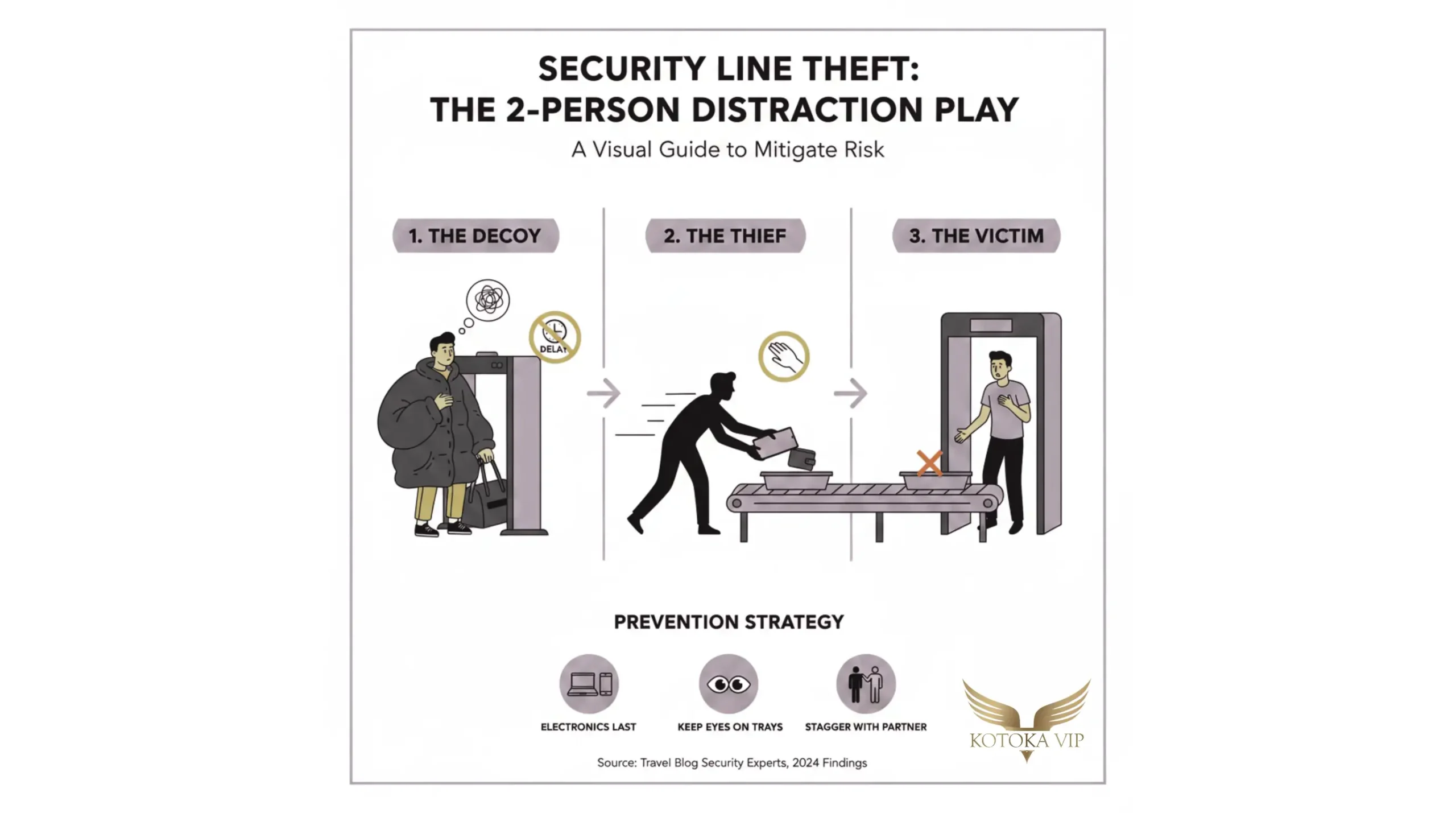 The security check point as a major vulnerability hub through the airport.