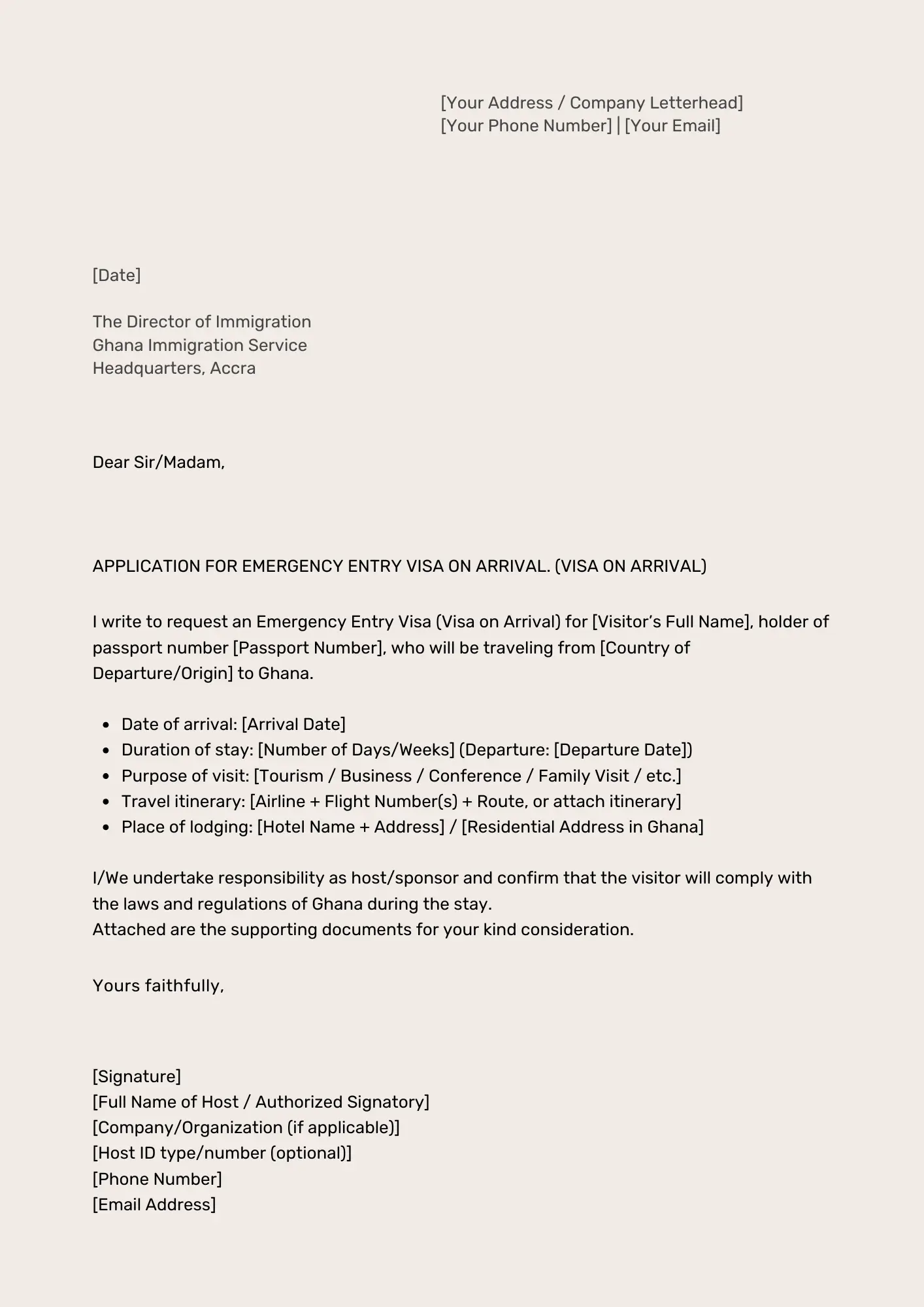 VOA Letter Template by host